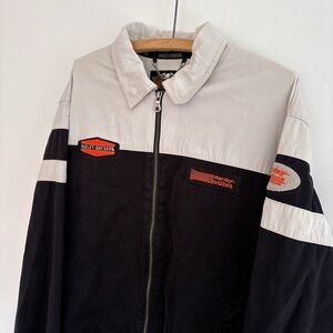 HARLEY DAVIDSON jacket zip up MEDIUM embroided workwear style